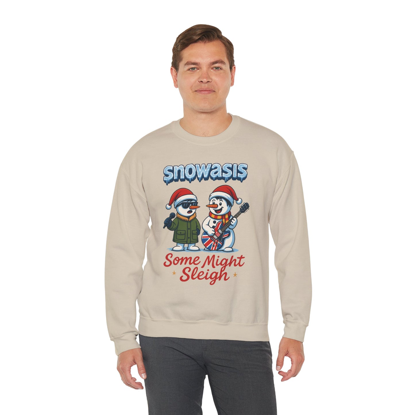 Snowasis Some Might Sleigh Men's Christmas Sweatshirt, Funny Rock Holiday Sweater