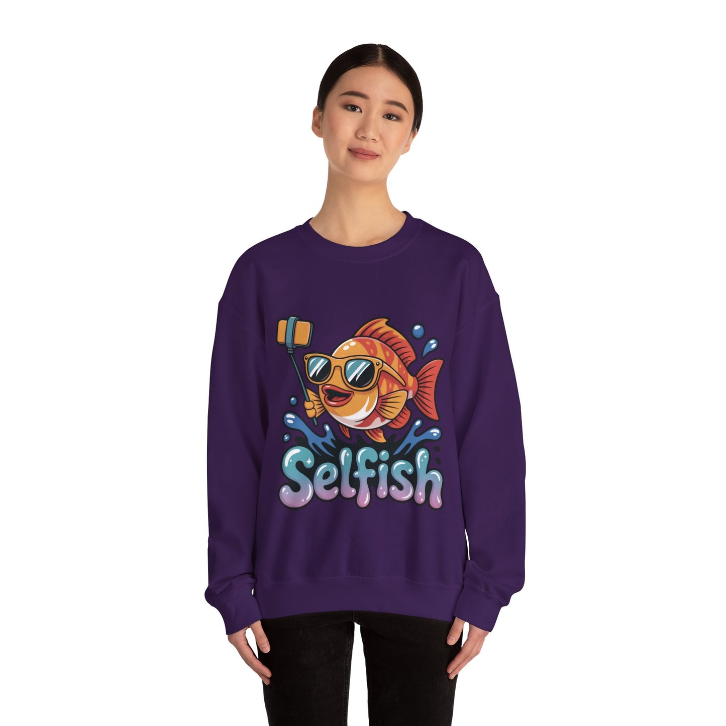 Selfish Womens Sweatshirt, Funny Selfie Pullover, Cute Ocean Pun Sweater, Playful Sea Life Gift, Fun Gift for Fish Lovers, Fishing Apparel
