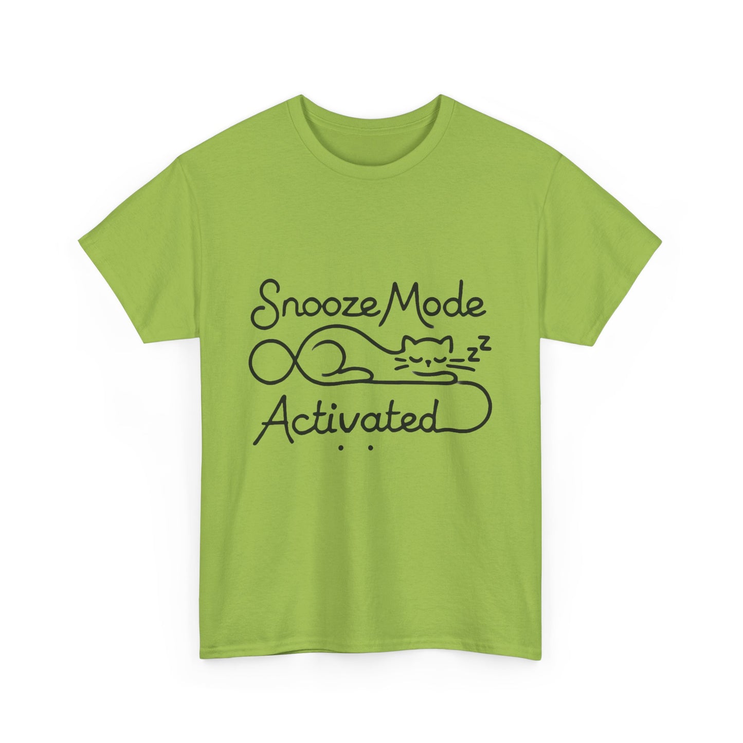 Cotton T-Shirt for Cat Lovers, Funny Sleeping Cat Tee,  Lazy Mood Graphic, Women's Heavy Cotton T-Shirt Gift for Cat Lovers