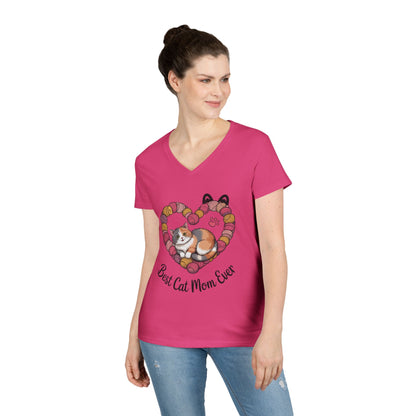 Best Cat Mom V-Neck T-Shirt, Gifts for Cat Lovers, Pet Mom Tee, Cute Cat Shirt, Animal Lover Apparel, Mother's Day Gift