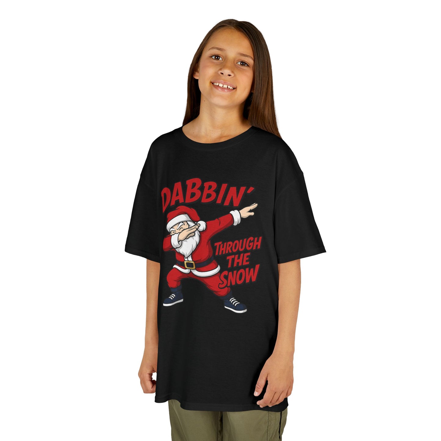 Dabbin Santa Youth Christmas T-Shirt, Funny Holiday Tee for Boys