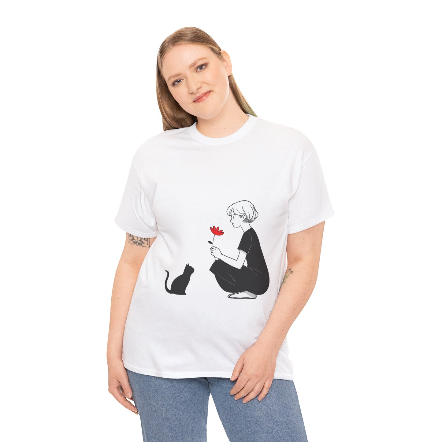Cat Lover's Heavy Cotton Tee, Cute Cat Shirt, Pet Owner Gift, Animal Lover Apparel, Birthday Gift for Her, Women's Cotton T-Shirt, Cat Lover