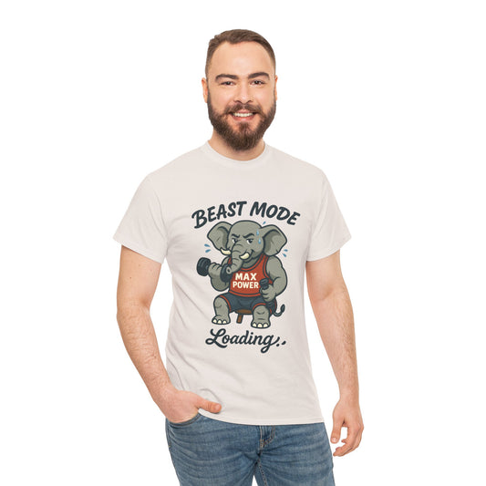 Beast Mode Elephant Gym Shirt, Funny Workout T-Shirt For Men, Max Power Fitness Tee, Beast Mode Loading Graphic, Gym Motivation Gift