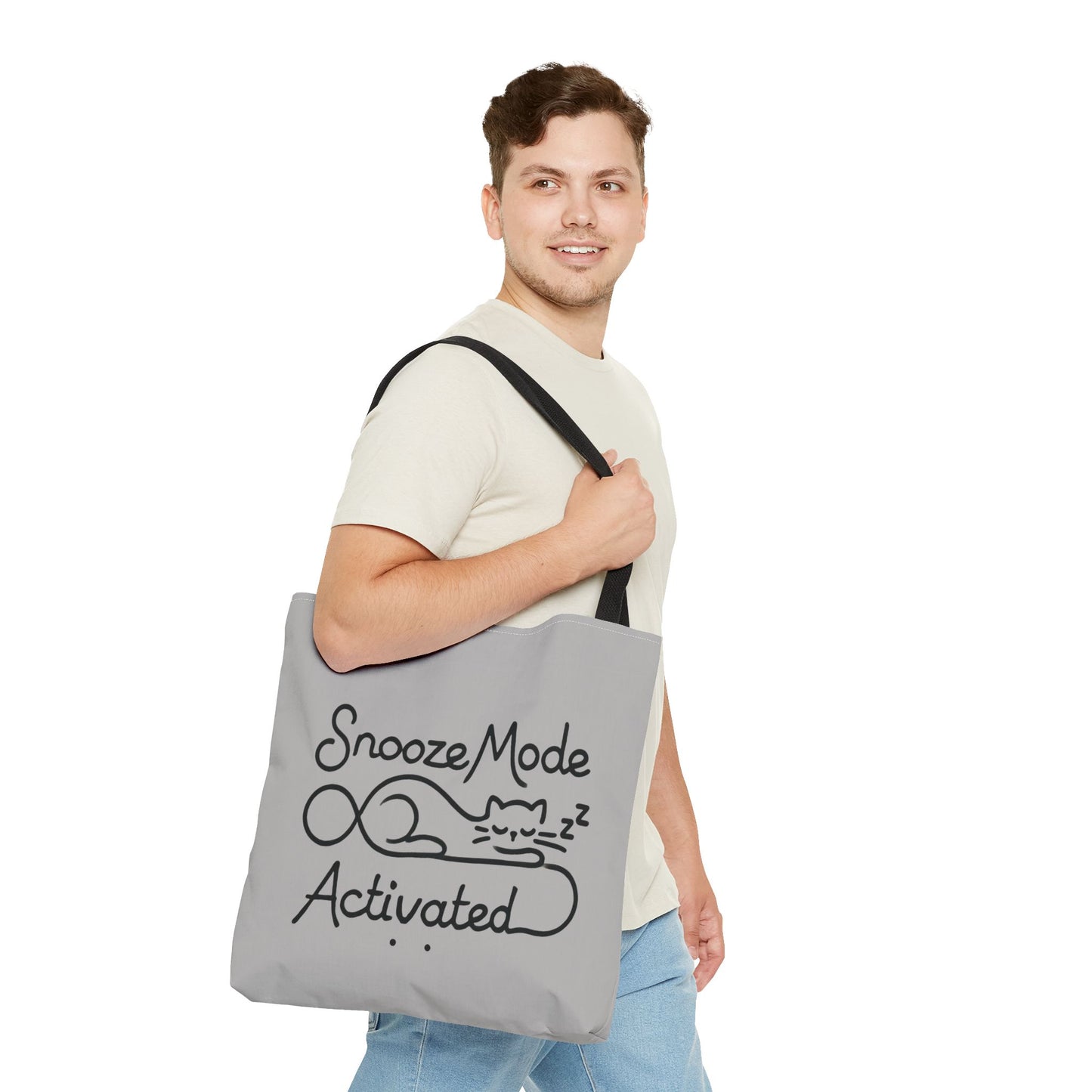 Sleepy Cat Tote Bag - Snooze Mode Activated, Cute Cat Lover Gift, Lounge Essential, Beach, Grocery, Everyday Use, Beach Weekender Bag