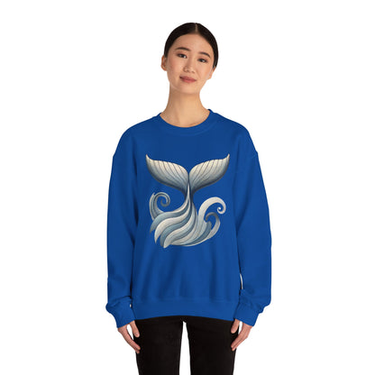 Whale Tail Ocean Sweatshirt, Unisex Heavy Blend Crewneck Sweatshirt, Nautical Coastal Sea Life Gift for Beach Lovers, Gift for Ocean Lovers