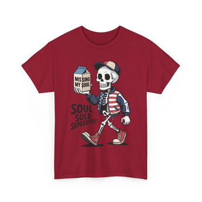 Funny Skeleton T-Shirt Soul Sold Separately Graphic Tee, Missing Soul Cartoon Shirt, Gothic Streetwear, Halloween Gift Tee