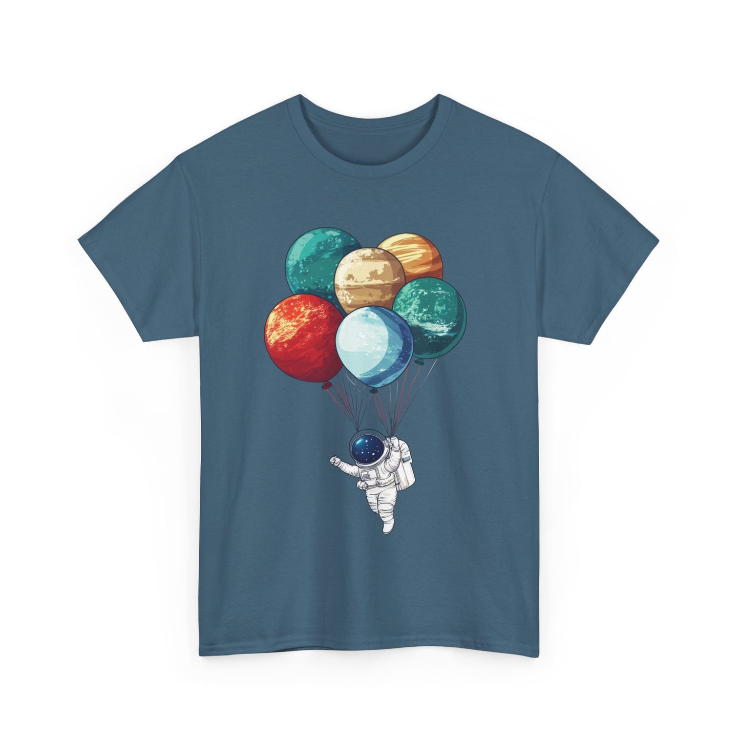 Astronaut with Planet Balloons T-Shirt, Space Lover Unisex Tee, Outer Space Graphic Shirt, Space Theme Shirt, Cosmic Adventure Top