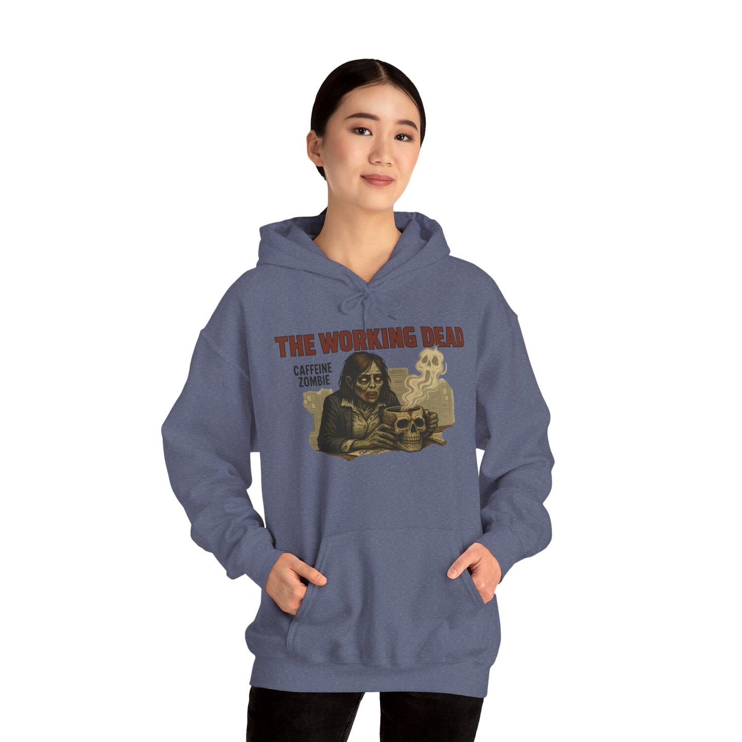The Working Dead Women's Zombie Hoodie, Work Humor Hoodie, Halloween Work Top, Coffee Zombie Hoodie