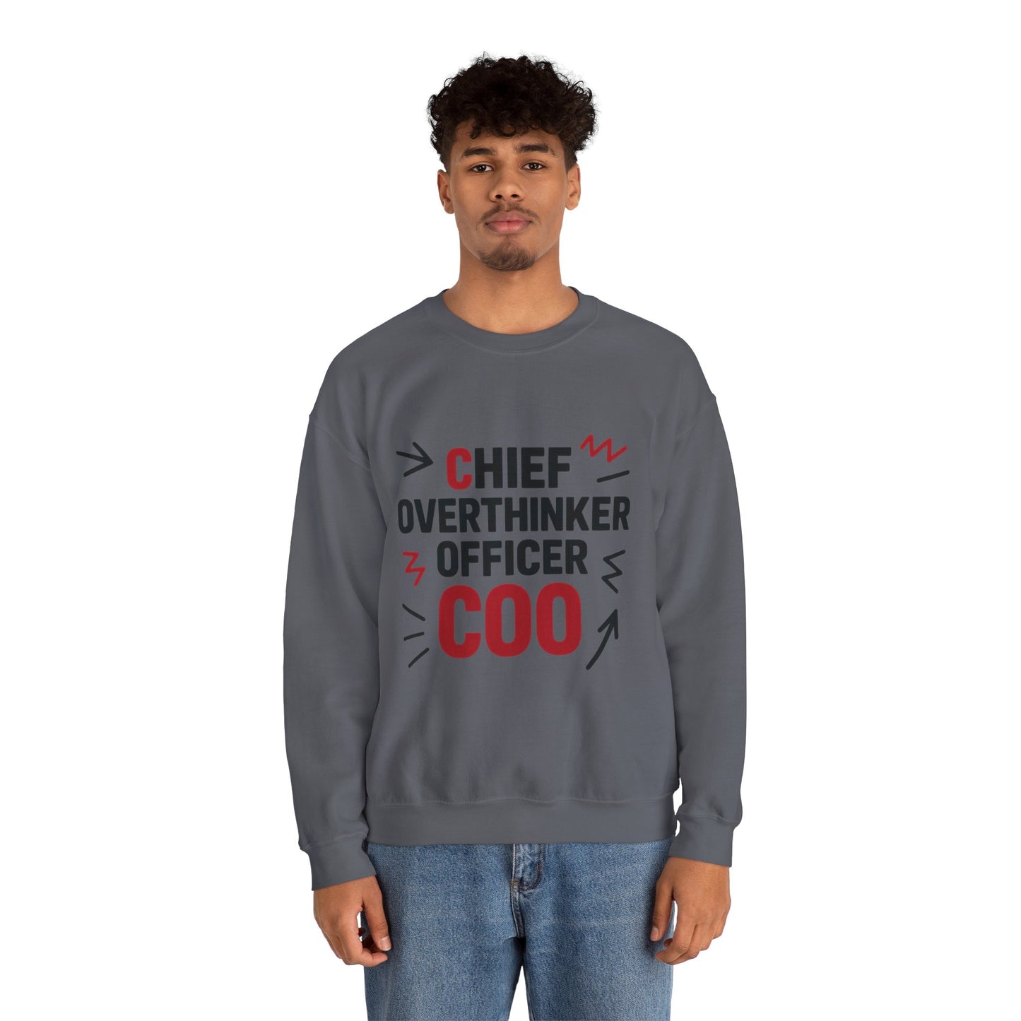 Chief Overthinker Officer Men's Sweatshirt, COO Funny Office Humor Graphic Pullover, Men's Heavy Blend™ Crewneck Sweatshirt