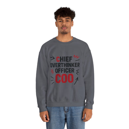 Chief Overthinker Officer Men's Sweatshirt, COO Funny Office Humor Graphic Pullover, Men's Heavy Blend™ Crewneck Sweatshirt