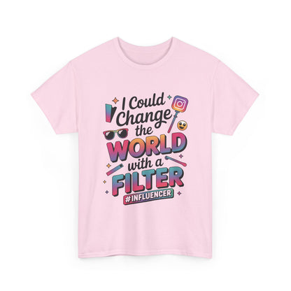 Womens Heavy Cotton Tee, Womens Influencer T-Shirt, Funny Social Media Graphic Tee, Cute Trendy Top