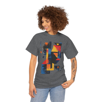 Abstract Geometric Art T-Shirt, Colorful Unisex Heavy Cotton Tee, Modern Artistic Shirt, Bold Graphic Print Tee