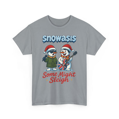 Funny Snowman Band Men's Christmas T-Shirt, Snowasis Some Might Sleigh Tee
