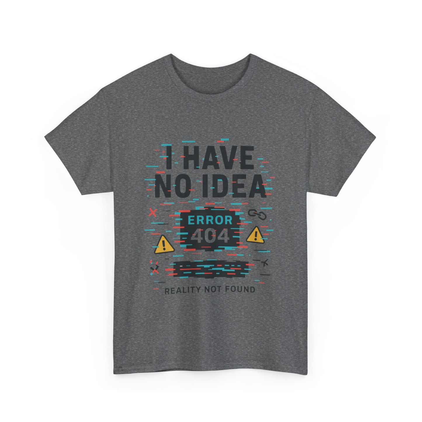 Funny Error 404 Unisex Heavy Cotton Tee, Graphic Tee, Humor Shirt, Gift for Tech Lovers, Casual Wear, Unique T-Shirt