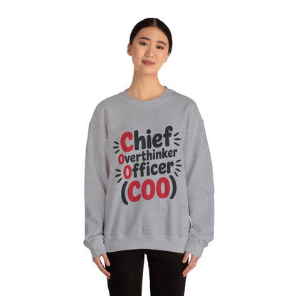 Chief Overthinker Officer Women's Sweatshirt, COO Funny Office Humor Graphic Pullover, Women's Heavy Blend™ Crewneck Sweatshirt