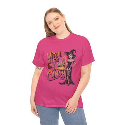 Witch Better Have My Candy Halloween T-Shirt for Women, Funny Spooky Witch Tee, Retro Pin-Up Halloween Shirt, Sassy Fall Party Top
