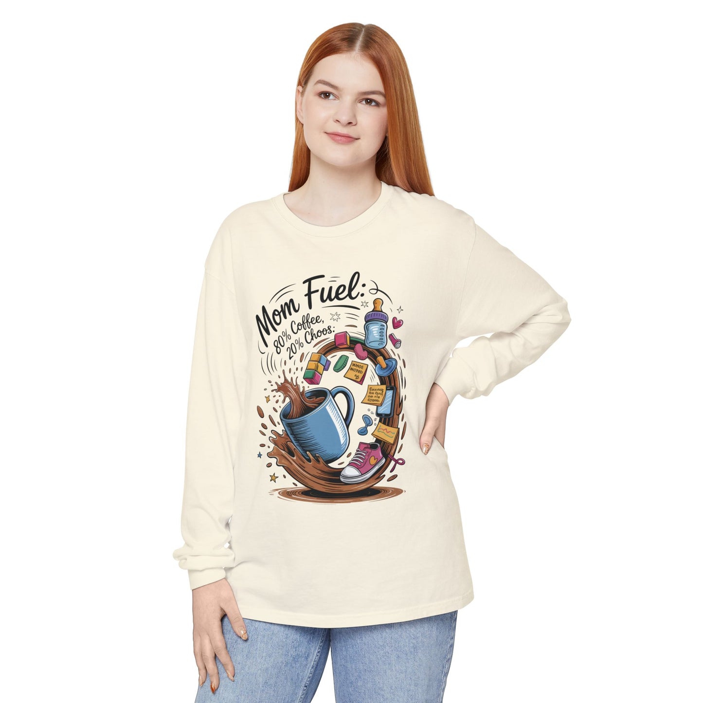 Mom Fuel Long Sleeve T-Shirt, Coffee Lovers Gift, Mother's Day Apparel, Cute Mom Shirt, Coffee Lover Mom Life Top, Coffee Lover's Tee