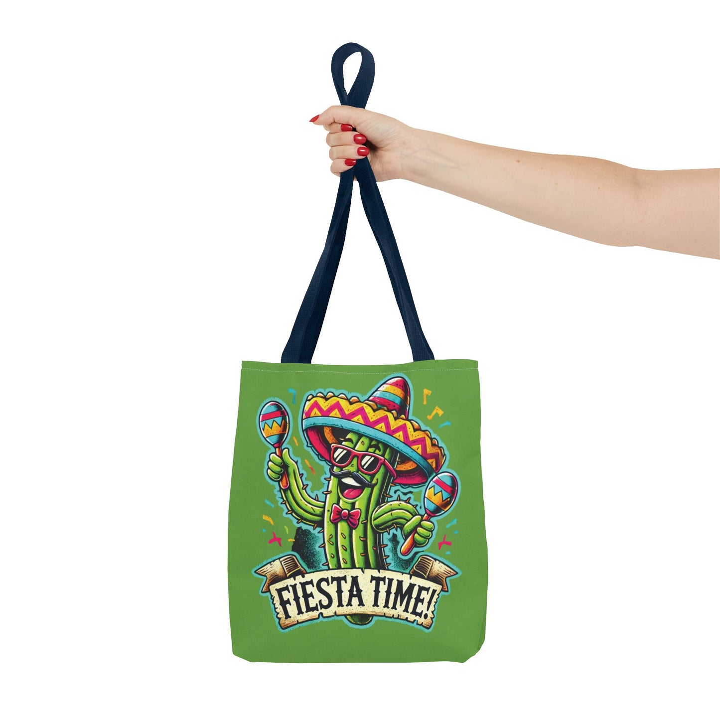 Fiesta Time Cactus Tote Bag, Funny Mexican Party Gift, Sombrero Maracas Print, Cinco de Mayo Bag, Summer Festival Tote, Beach Bag, Shopping