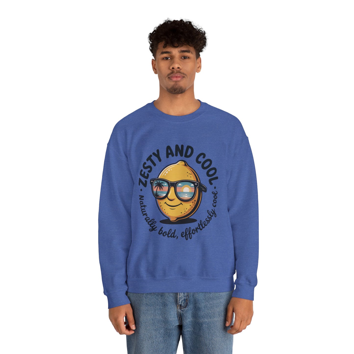 Zesty Lemon Mens Crewneck Sweatshirt - Fun Gift for Friends, Cool Casual Style, Summer Vibes, Mens Graphic Apparel, Perfect for Relaxing