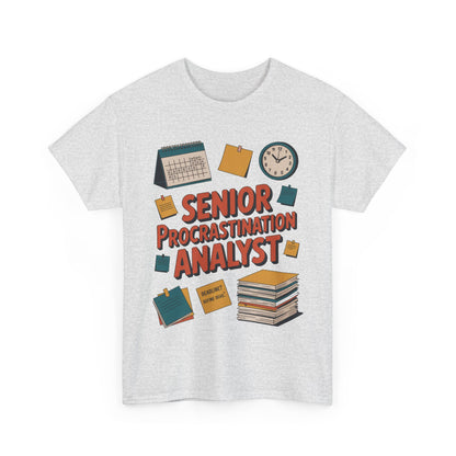 Senior Procrastination Analyst Tee, Funny Office Shirt, Gift for Graduates, Motivation T-Shirt, Humor Apparel, Job Humor Clothing