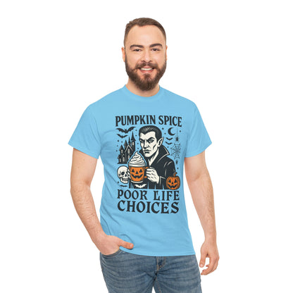 Pumpkin Spice Poor Life Choices Men's T-Shirt, Funny Vampire Coffee Halloween Graphic Tee