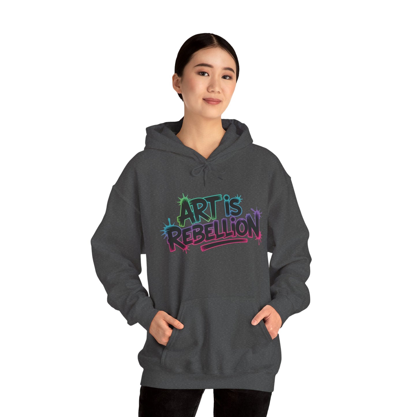 Art Is Rebellion Hoodie, Women's Graffiti Street Art Hooded Sweatshirt, Rebel Graphic Statement Pullover, Heavy Blend™ Hooded Sweatshirt