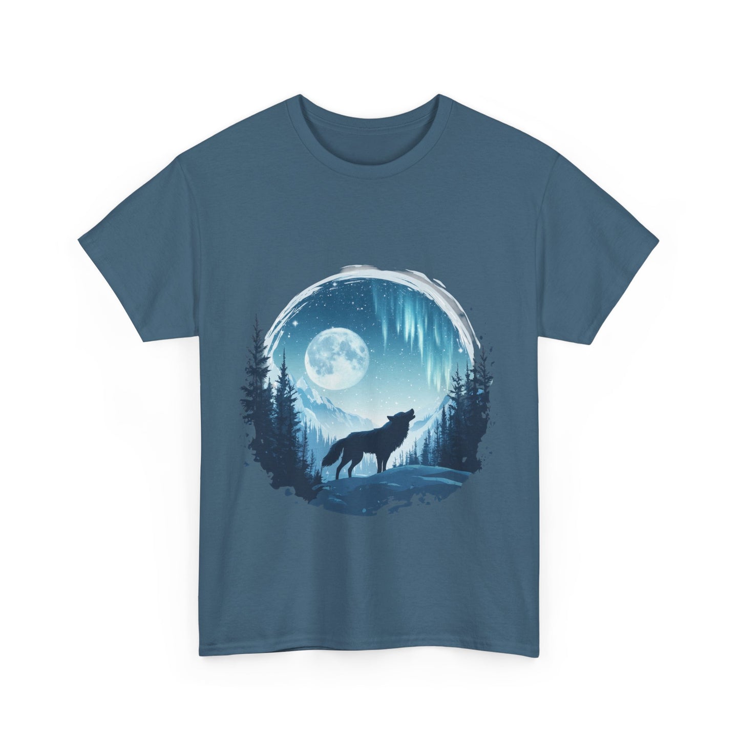 Howling Wolf Under Moonlight Men's T-Shirt, Full Moon Forest Scene Tee, Nature Lover Gift, Outdoor Adventure Clothing