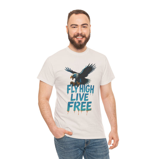 Fly High Live Free Eagle Graphic Mens T-Shirt, Eagle Tee, Fly Free Tee, Wild Flight