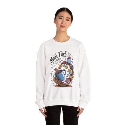 Mom Fuel Unisex Crewneck Sweatshirt, Perfect for Coffee Lovers, Gifts for Moms, Cozy Casual Wear, Funny Graphic Sweatshirt, Mother's Day