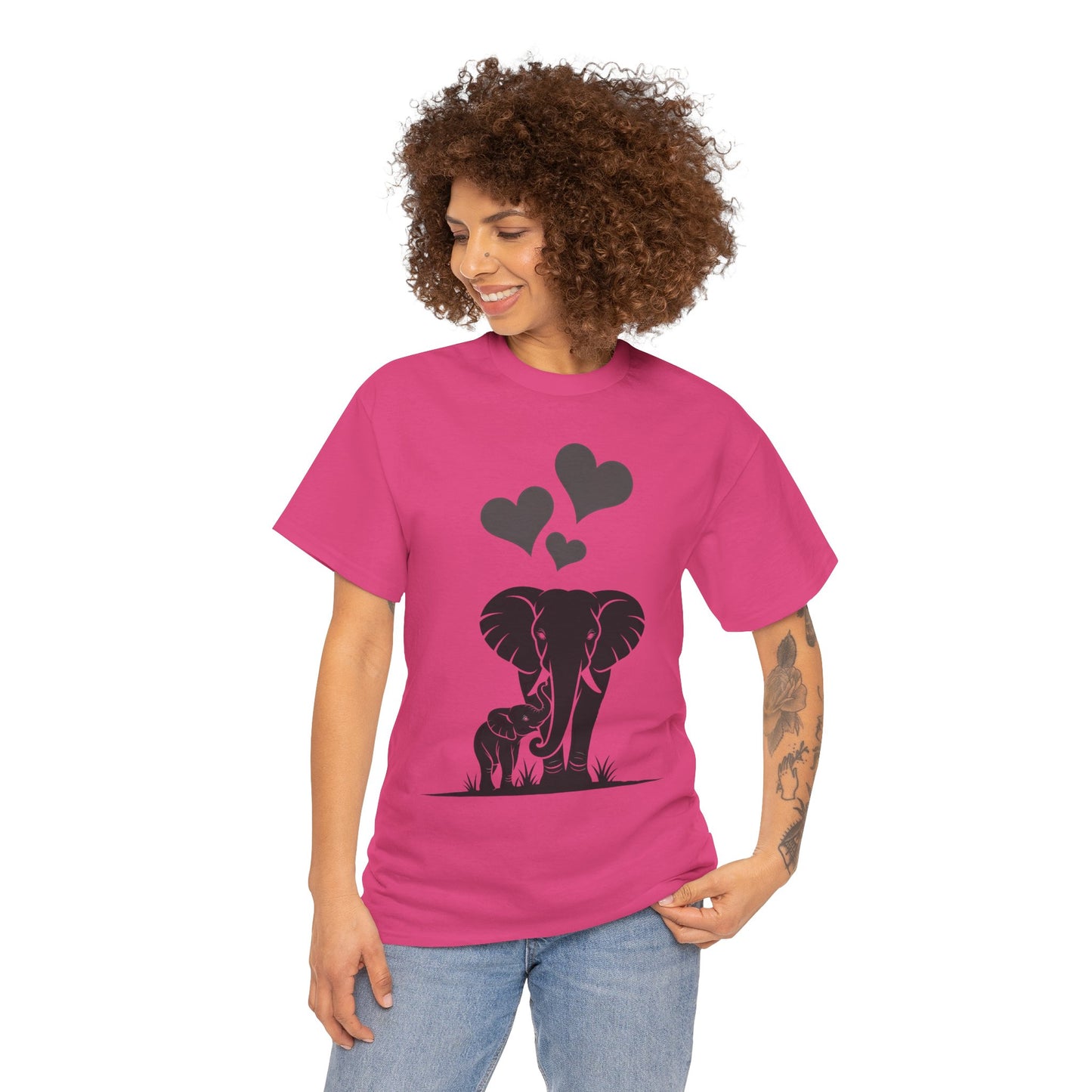 Elephant Mom and Baby T-Shirt, Elephant Love Cotton Tee, Cute Animal Shirt, Animal Lover Gift, Cute Minimalist Elephant Design