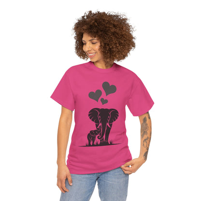 Elephant Mom and Baby T-Shirt, Elephant Love Cotton Tee, Cute Animal Shirt, Animal Lover Gift, Cute Minimalist Elephant Design