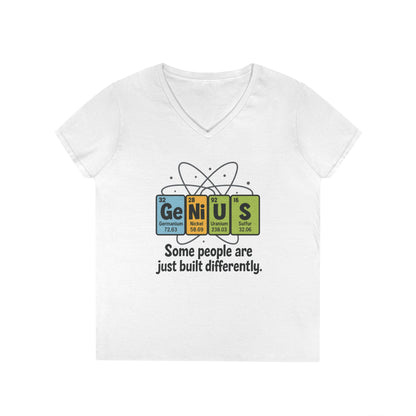 Funny Womens Genius V-Neck T-Shirt, Funny Science Tee, Nerdy Humor Shirt, Periodic Table Nerd Shirt, Science Humor Tee