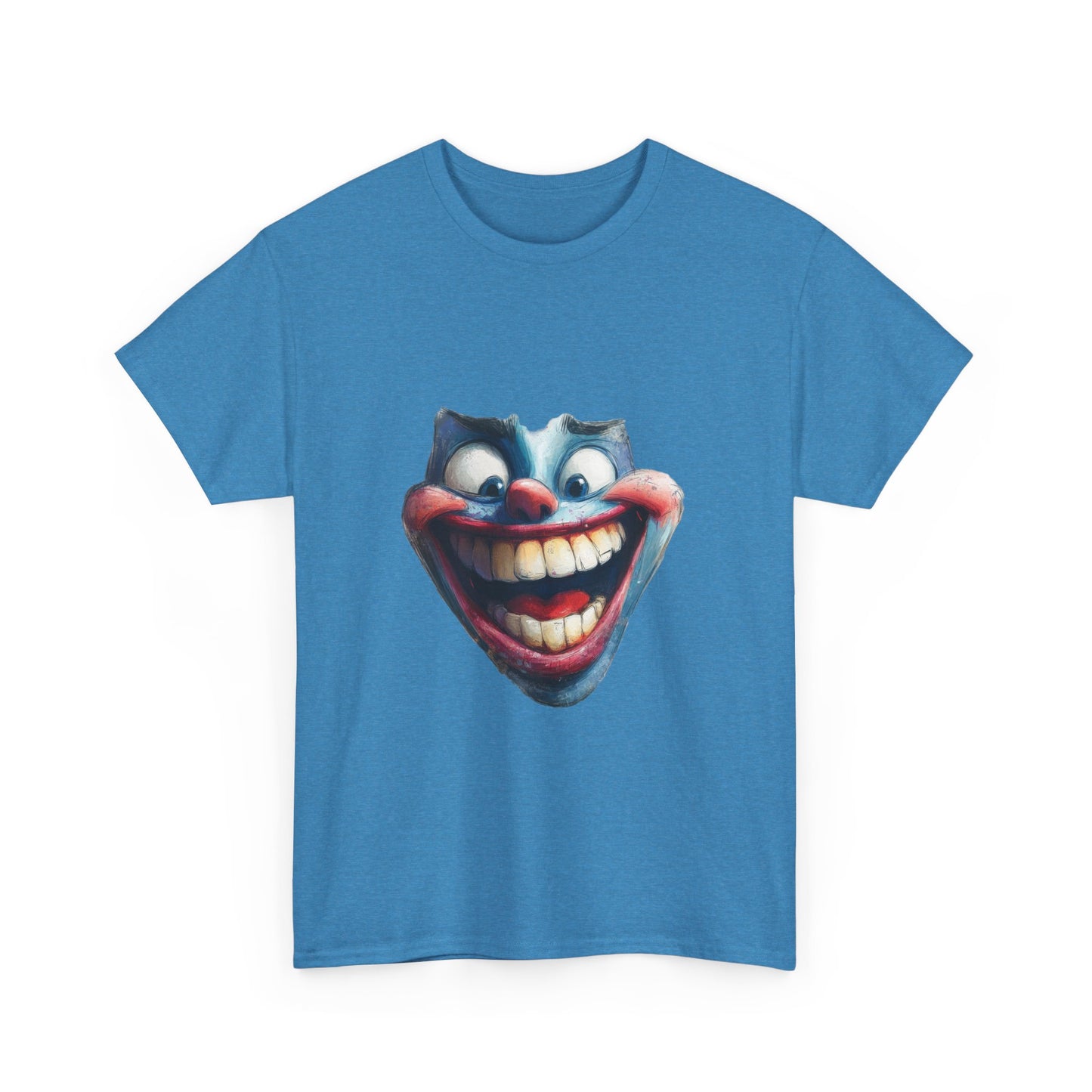 Funny Clown Face Unisex Heavy Cotton Tee, Creepy Clown Face T-Shirt, Humor T-Shirt,Clown Theme Shirt, Funny Horror Graphic Tee