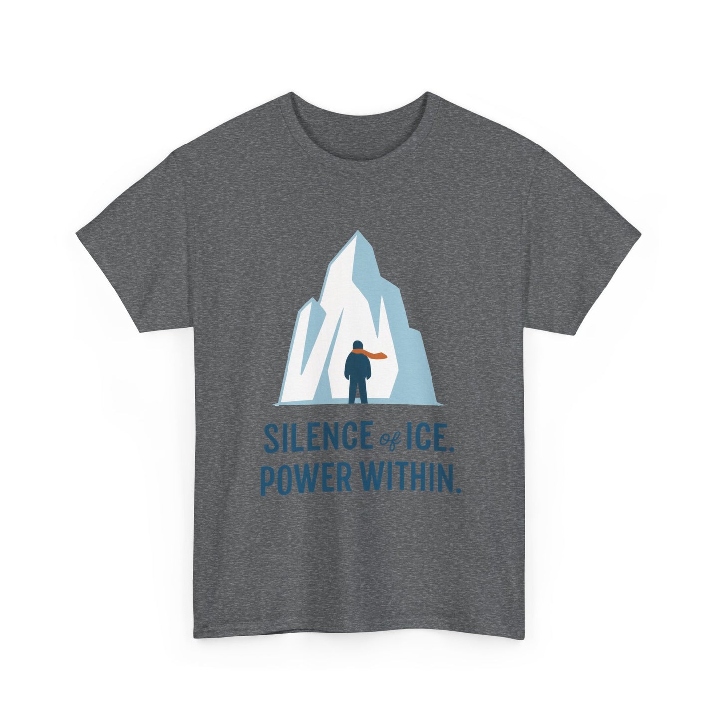 Silence of Ice Power Within Mens T-Shirt,  Minimalist Nordic Iceberg Graphic Tee