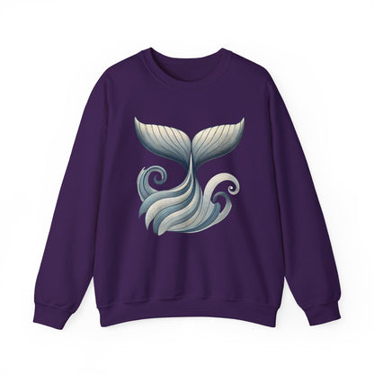 Whale Tail Ocean Sweatshirt, Unisex Heavy Blend Crewneck Sweatshirt, Nautical Coastal Sea Life Gift for Beach Lovers, Gift for Ocean Lovers