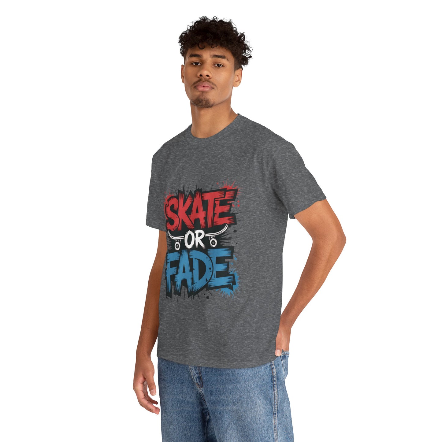 Skate Or Fade Men's T-Shirt, Graffiti Skateboarding Graphic Tee, Urban Streetwear Skater Top
