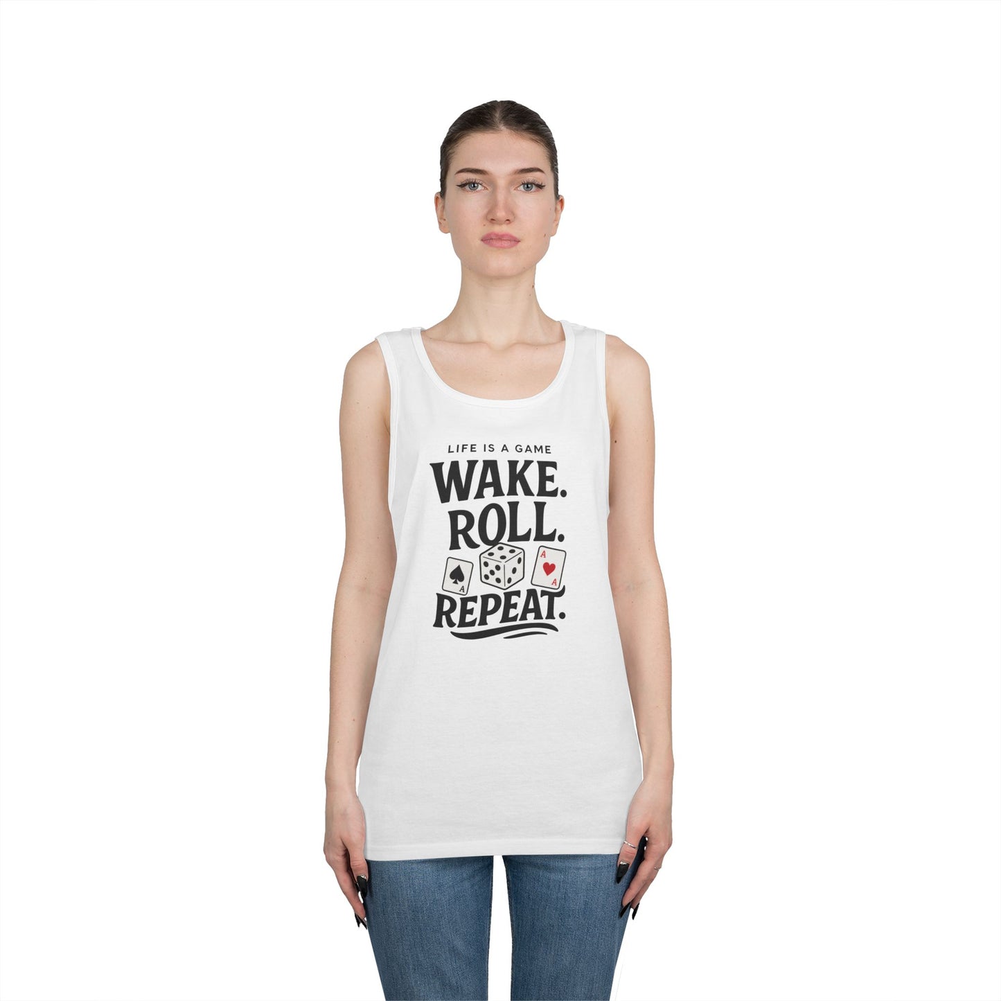 Game Themed Tank Top, Casual Tee, Gift for Gamers, Fun Workout Top, Funny Dice & Cards Shirt, Unisex Gambling Gift