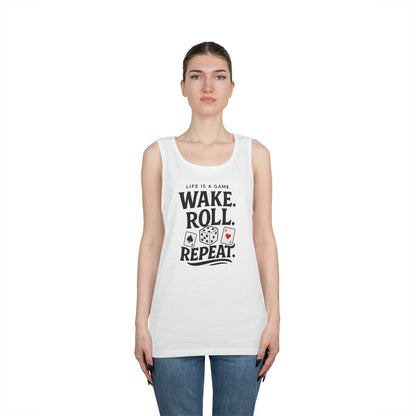 Game Themed Tank Top, Casual Tee, Gift for Gamers, Fun Workout Top, Funny Dice & Cards Shirt, Unisex Gambling Gift