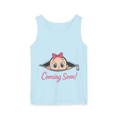 Coming Soon Maternity  Tank Top, Cute Baby Girl Pregnancy Announcement Shirt, Expecting Mom Gift, Gender Reveal Tank, Baby Shower Gift