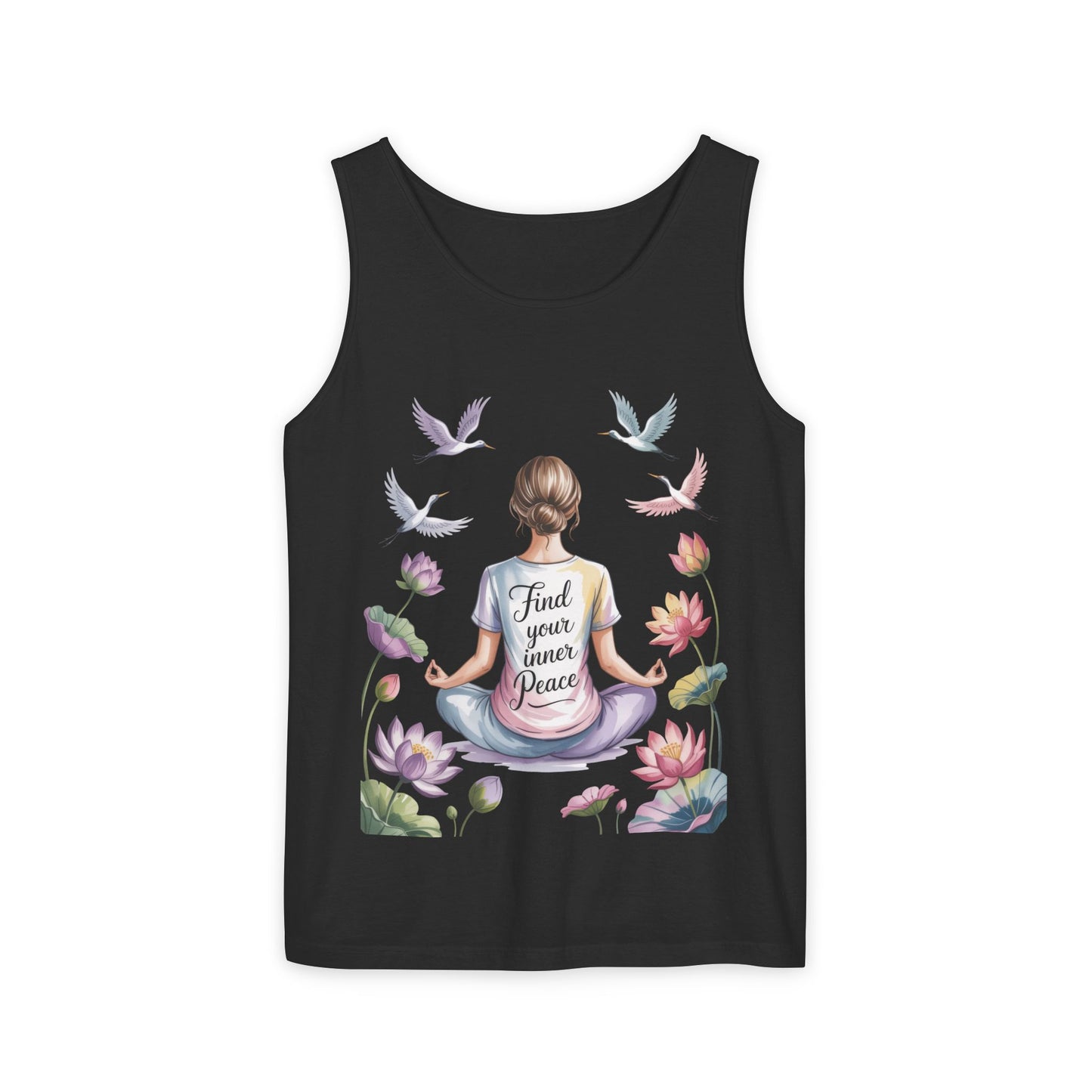 Meditation Floral Womens Tank Top, Find Your Inner Peace, Yoga Apparel, Gift for Mindfulness, Summer Relaxed Wear