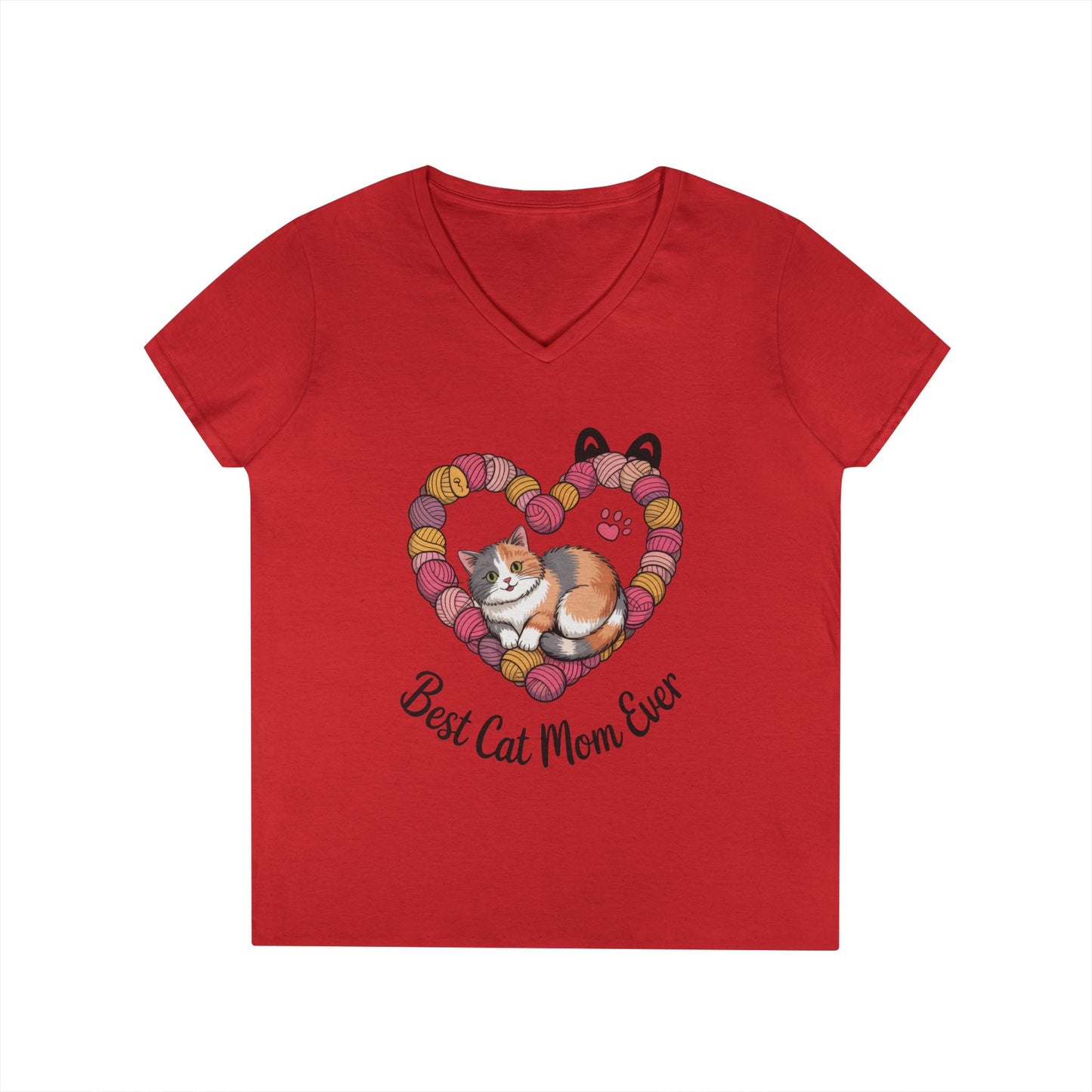 Best Cat Mom V-Neck T-Shirt, Gifts for Cat Lovers, Pet Mom Tee, Cute Cat Shirt, Animal Lover Apparel, Mother's Day Gift