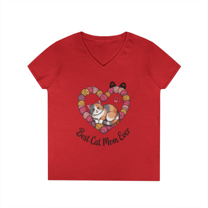 Best Cat Mom V-Neck T-Shirt, Gifts for Cat Lovers, Pet Mom Tee, Cute Cat Shirt, Animal Lover Apparel, Mother's Day Gift