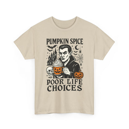 Pumpkin Spice Poor Life Choices Men's T-Shirt, Funny Vampire Coffee Halloween Graphic Tee