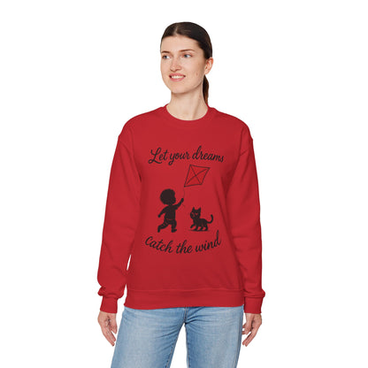 Dream Big Womens Crewneck Sweatshirt, Inspirational Gift, Cozy Lounge Wear, Cat Lover's Apparel, Kid's Motivation Sweatshirt