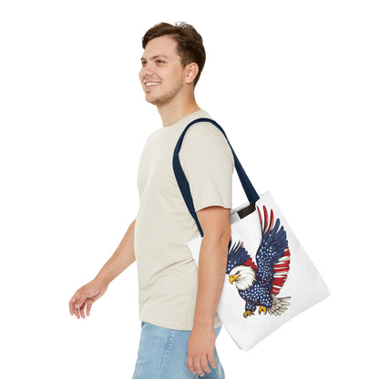Patriotic Eagle Tote Bag, AOP, Perfect for July 4th, Festivals, Eco-Friendly Shopping, Gift for Nature Lovers, large canvas bag, beach bag