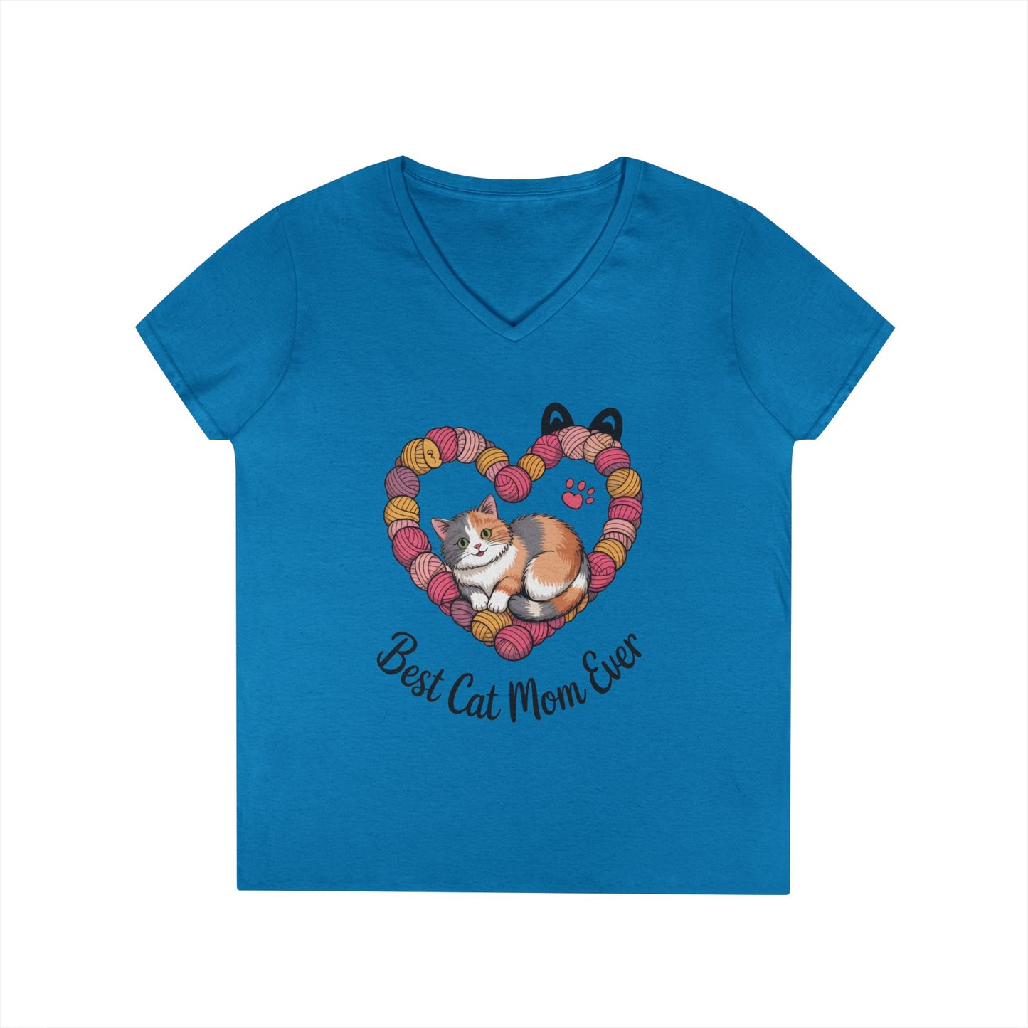 Best Cat Mom V-Neck T-Shirt, Gifts for Cat Lovers, Pet Mom Tee, Cute Cat Shirt, Animal Lover Apparel, Mother's Day Gift