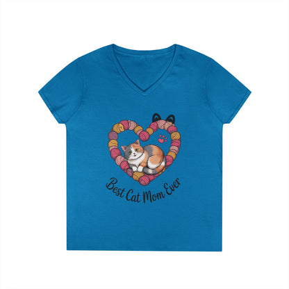 Best Cat Mom V-Neck T-Shirt, Gifts for Cat Lovers, Pet Mom Tee, Cute Cat Shirt, Animal Lover Apparel, Mother's Day Gift