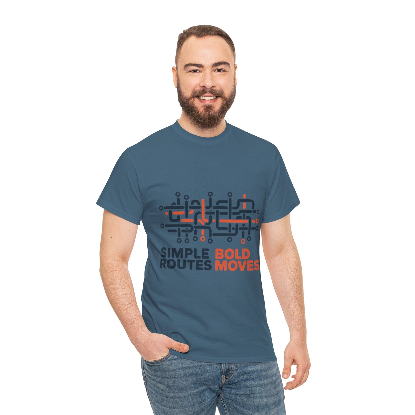 Simple Routes Bold Moves Mens T-Shirt, Minimal Urban Metro Map Graphic Tee