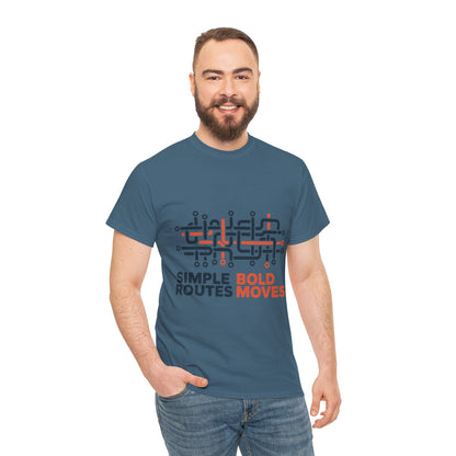 Simple Routes Bold Moves Mens T-Shirt, Minimal Urban Metro Map Graphic Tee