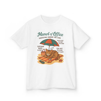 Kids Cat-Themed T-Shirt - Meowt of Office, Cute Summer Tee, Cat Lover Gift, Fun Playwear, Summer Beach Vacation Tee